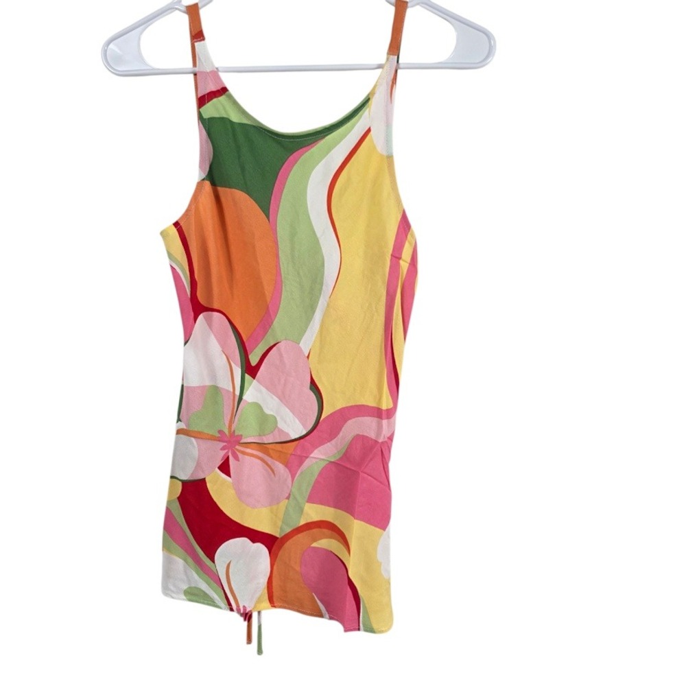 Sky to Moon Tank Top‎ Women S Multicolor Psychedelic Floral Open Back ST-T1028B